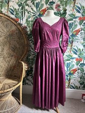 Vintage 1980s Laura Ashley Dress Pink Floral Shimmer Romantic Cocktail Ball Gown