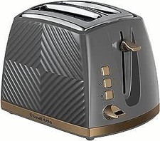 Russell Hobbs 2 Slice Toaster 6 settings 850w 26392 Groove  Grey and Brass