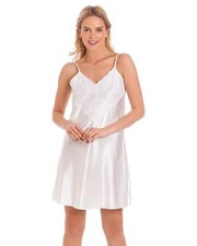 Satin Lace Nightie Ladies Short Chemise Negligee Nightdress UK Made Size 10-28
