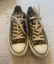 Faux Fur Leopard Print Converse Size 5