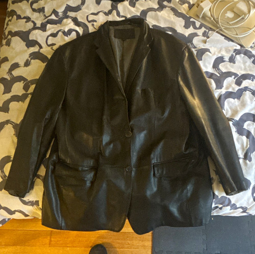 Men black leather - men's, blazer
