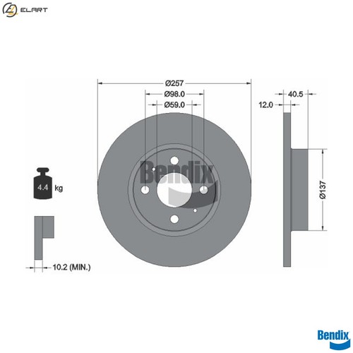 Brake disc bds1157 for alfa - 2x,