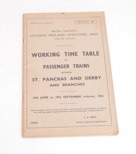 Railway working timetable - railway, br
