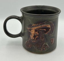 Vtg Studio Sgraffito Stoneware Mug Hand Carved Gothic Medieval Art Pottery