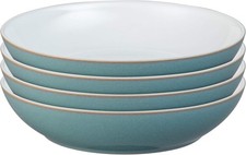 Denby - Azure Blue Pasta Bowls Set of 4 - Dishwasher Microwave Safe Crockery 10
