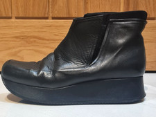 Stephane Kelian Black Leather Platform Ankle Boots Internal Sock  UK 5.5