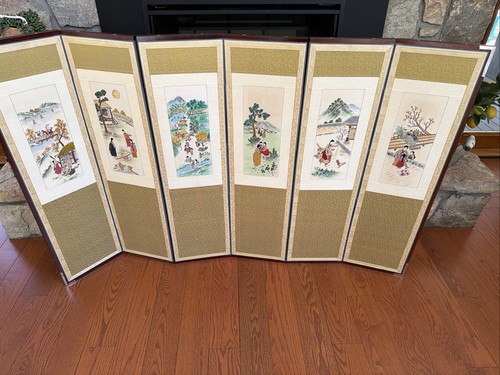 Vintage japan six panel screen - vintage,