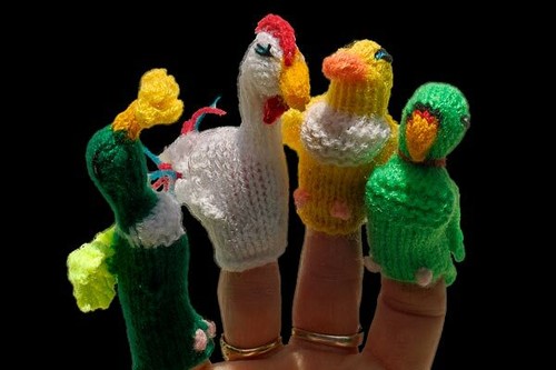 Hand knitted finger puppets - knitted,
