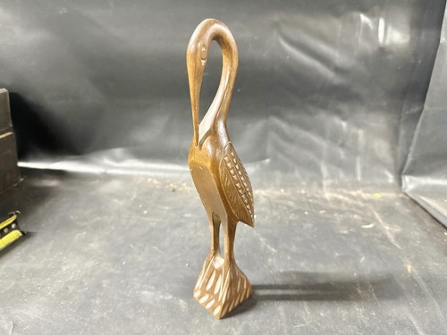 Vintage carved wooden stork - vintage,