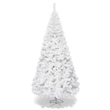 8FT Artificial Christmas Tree Realistic White Xmas Tree With Metal Stand