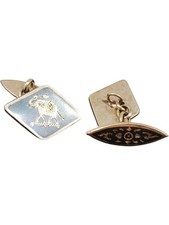 Vintage Siam Sterling Silver Niello Cufflinks Elephant Design