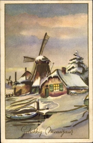 Postcard happy new year - happy,