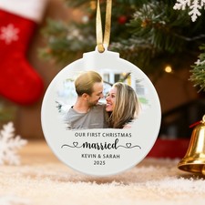 Personalised Photo First Christmas Married Acrylic Ornament Gift for Couples