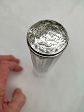 Tall Glass, Solid Silver Topped, Dressing Table Vanity Jar