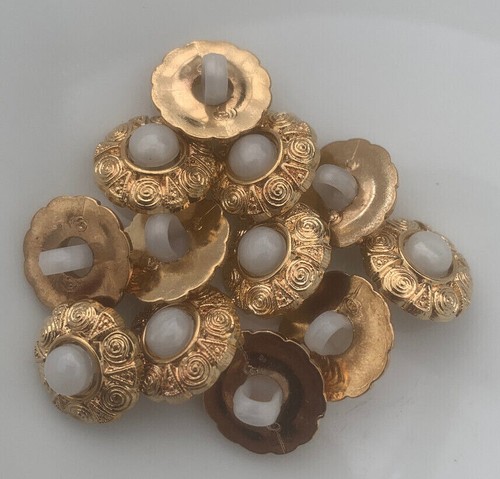 12x 15mm vintage gold - 12x, pearl