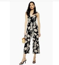 Topshop London Contrast Stencil Floral Jumpsuit Size 12