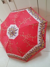 Vintage Red Umbrella Floral Print VGC