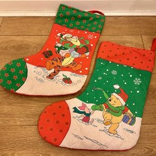 Pair of Vintage Disney Winnie the Pooh Christmas Stockings - Tigger | Piglet