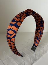 Oliver Bonas Orange Blue Satin Animal Leopard Knot Head Band Hair Alice Band