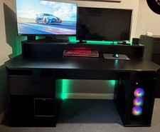 Warrior Gaming Desk Black With RGB LED Strip, Great Condition.