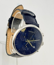 CK Calvin Klein High Noon Herrenuhr Blau Leder Schwarz Armbanduhr K8M 271CN