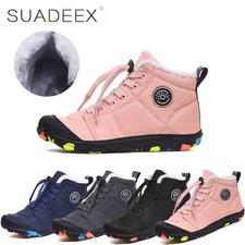 KIDS GIRLS BOYS FAUX FUR WINTER WARM LACE UP ANKLE BOOTS TRAINERS SHOES SIZE NEW