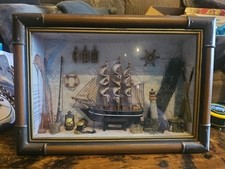 Mid Century Handmade Wooden Wall Art 3D Boat Picture Yacht Sailing Craft