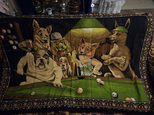 Dogs playing pool - playing,