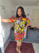 Women African Ankara Print Short Dress Ankara Fashion For Women S/M UK 12 - 14)