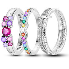 European Original 925 Sterling Silver Finger Ring Colorful AAA CZ Women Jewelry