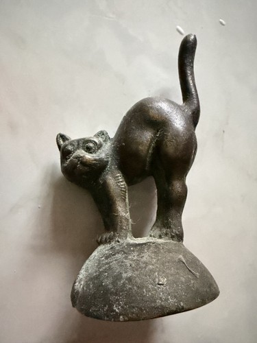 Antique brass bronze cat - antique,