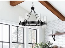 8-Light Black Wagon Wheel