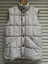 PUFFA Gilet Reversible Ladies Small Navy One Side Grey White Striped Bodywarmer