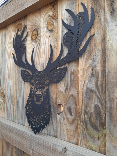 Black metal deer stag head - metal,