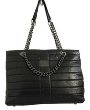 Russell Bromley Medium/large Soft Black Quilted Leather Chain Tote Bag