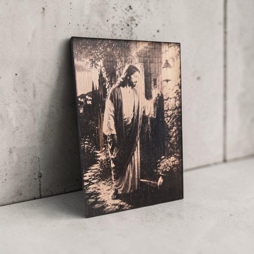 Jesus wooden engraved plaque - jesus,