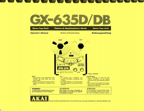 Akai 635d 635db stereo - akai, gx-635d
