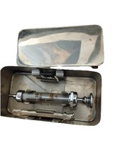 Vintage Glass and Metal Syringe in Original Tin British Made