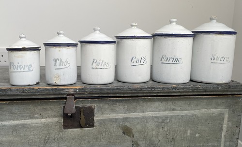 Six french vintage enamel - six, food