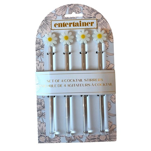 Daisy glass cocktail stirrers - daisy,