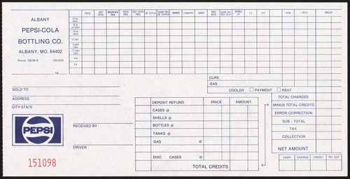Vintage receipt pepsi - vintage,