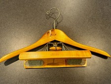 Vintage Setwell 18" Heavy Wooden Suit Hanger With Trouser Clamp Hanger