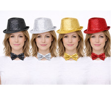 Adults Sequin Hat & Bow Tie
