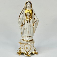 Antique French Religious Small Ceramic Figurine Of Mary Our Lady of Miracles