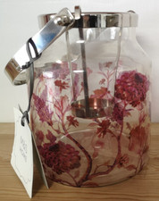 Stunning Glass Floral Lantern M&S With Tags Small Fault On Glass