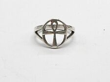 VINTAGE SOLID STERLING SILVER EGYPTIAN ANKH RELIGIOUS CROSS LADIES RING SIZE L
