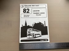 Midland Red East National Bus Company Route 82 Timetable August 1982 Leicester