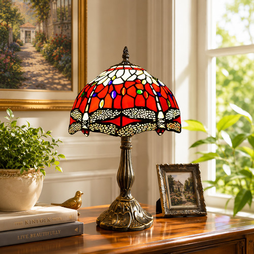 Handcrafted red dragonfly - red,