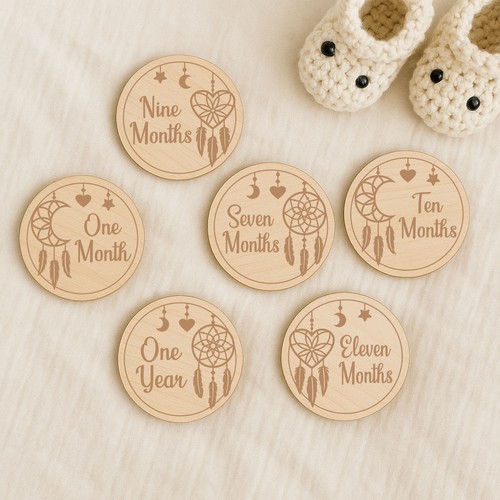 Baby monthly milestone wooden - monthly,