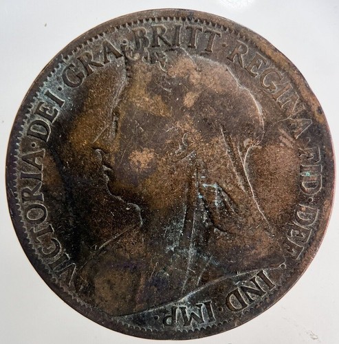 1898 victoria one penny coin - one,